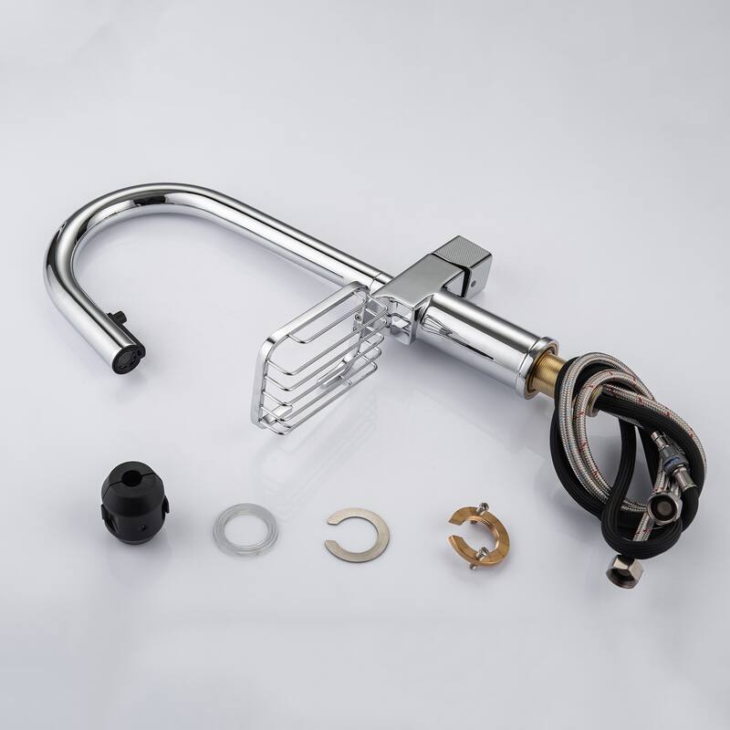 Modern Single Hole Stainless Steel High Arc Pull-Down Kitchen Faucet