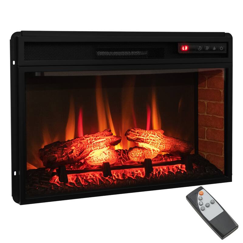 Gymax 1400W 26 Inch Electric Fireplace Insert 4777 BTU Recessed - Black