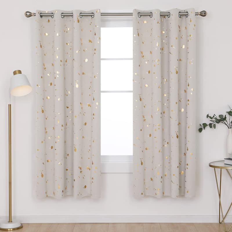 Deconovo Gold Spot Curtain Panel Pair (2 Panel) - W52 x L72 - Cream