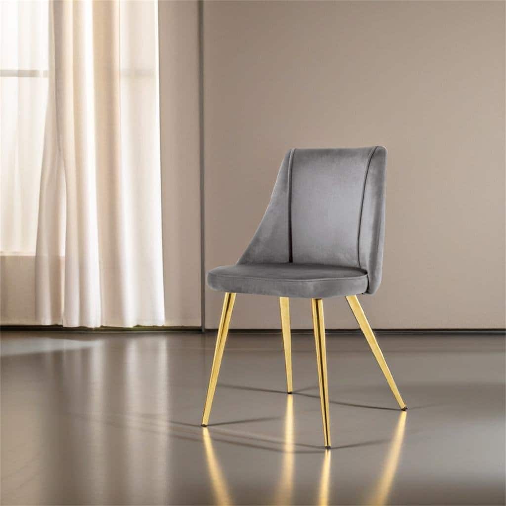 Modern Grey Velvet Dining Chairs Set of 4