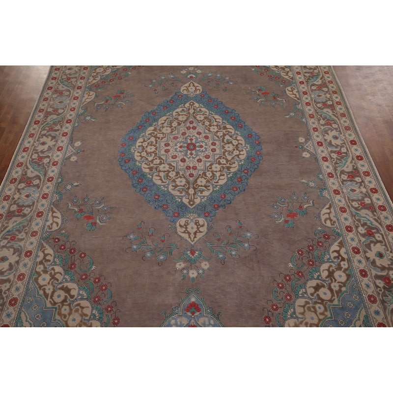 Over Dyed Distressed Tabriz Persian Vintage Rug Handmade Wool Carpet - 8'1" x 11'4"