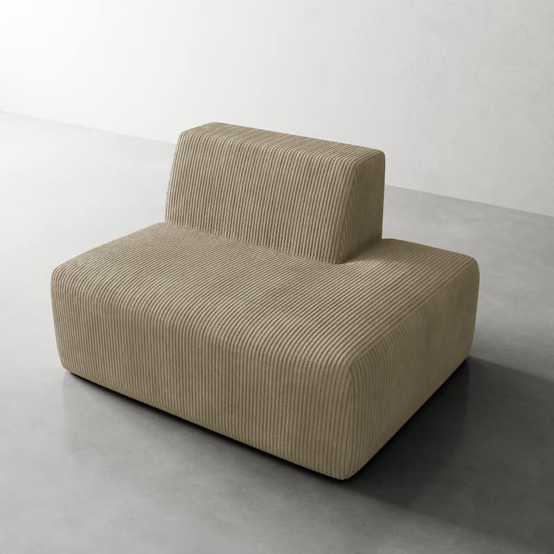 Modern Chaise Lounge Indoor Corduroy Sofa - KHAKI/RIGHT