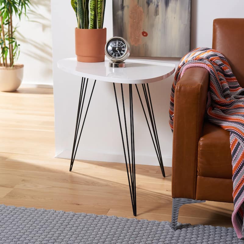 SAFAVIEH Mid-Century Wynton White/ Black Lacquer Modern End Table - 27"W x 21"D x 24"H