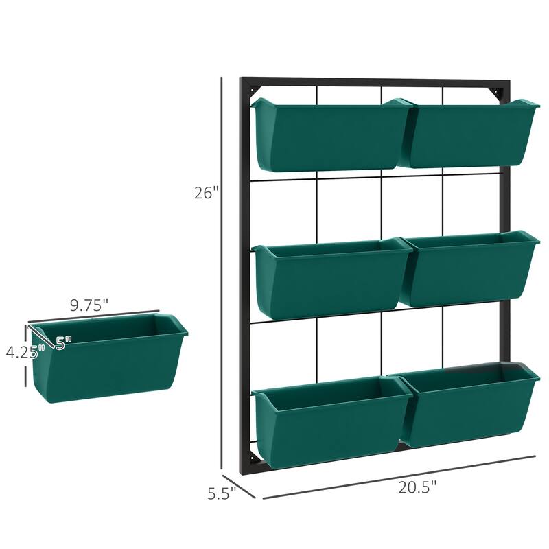 3-Tier Wall-Mounted Planters Self Draining Planter Multi-Functional Planter with 6 Pots and Hanging Plant Holder for Flowers
