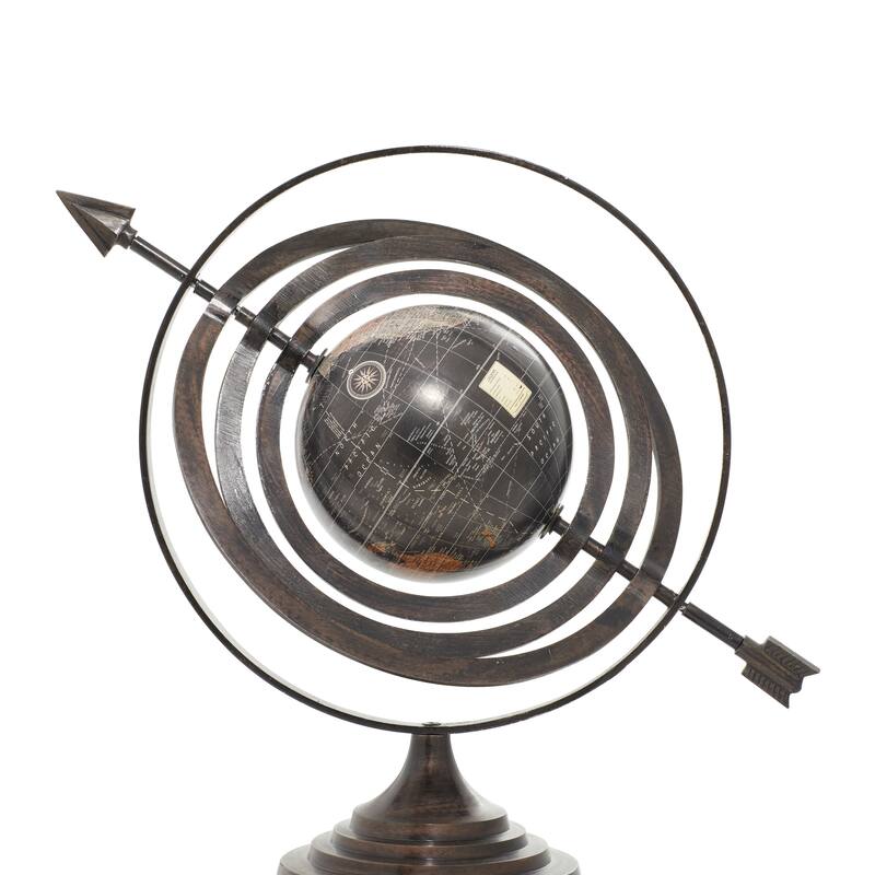 Black Aluminum Metal Armillary Compass Globe - 19 x 12 x 17