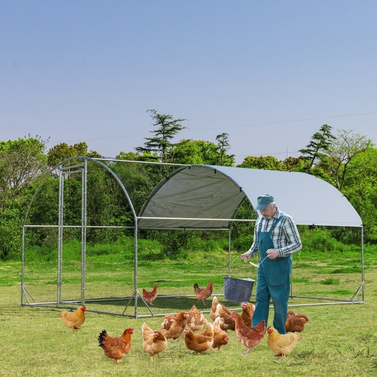 Metal Chicken Coop Outdoor Galvanized Dome Cage with Cover