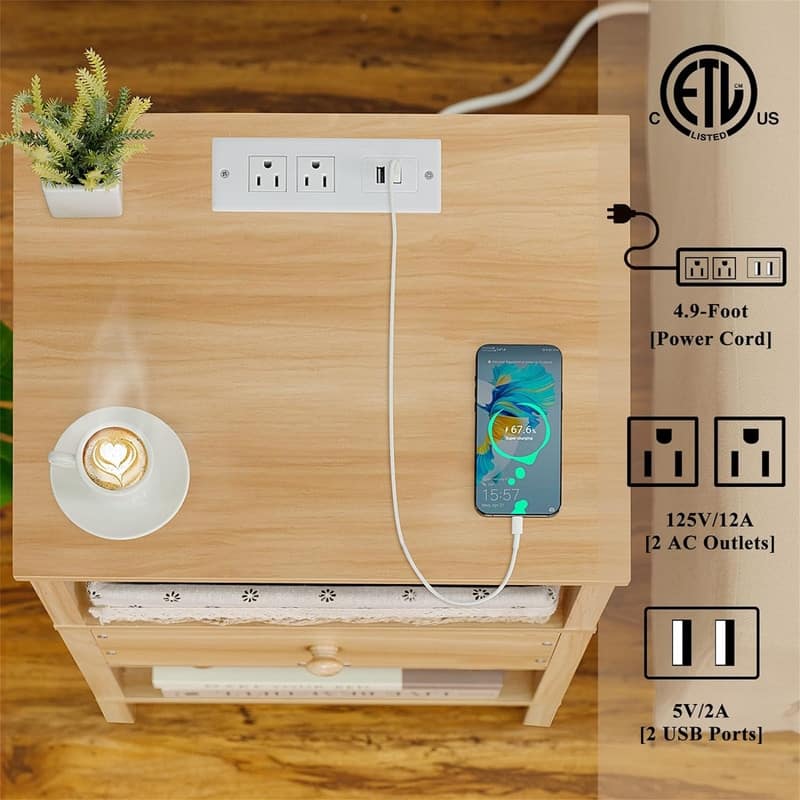 Nightstand with Charging Station