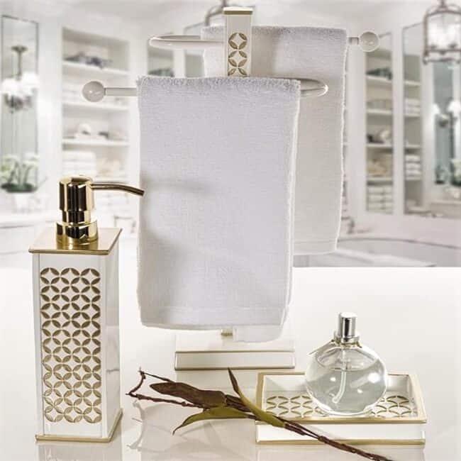 Creative Scents Diamond Lattice White and Gold Soap Dispenser - White