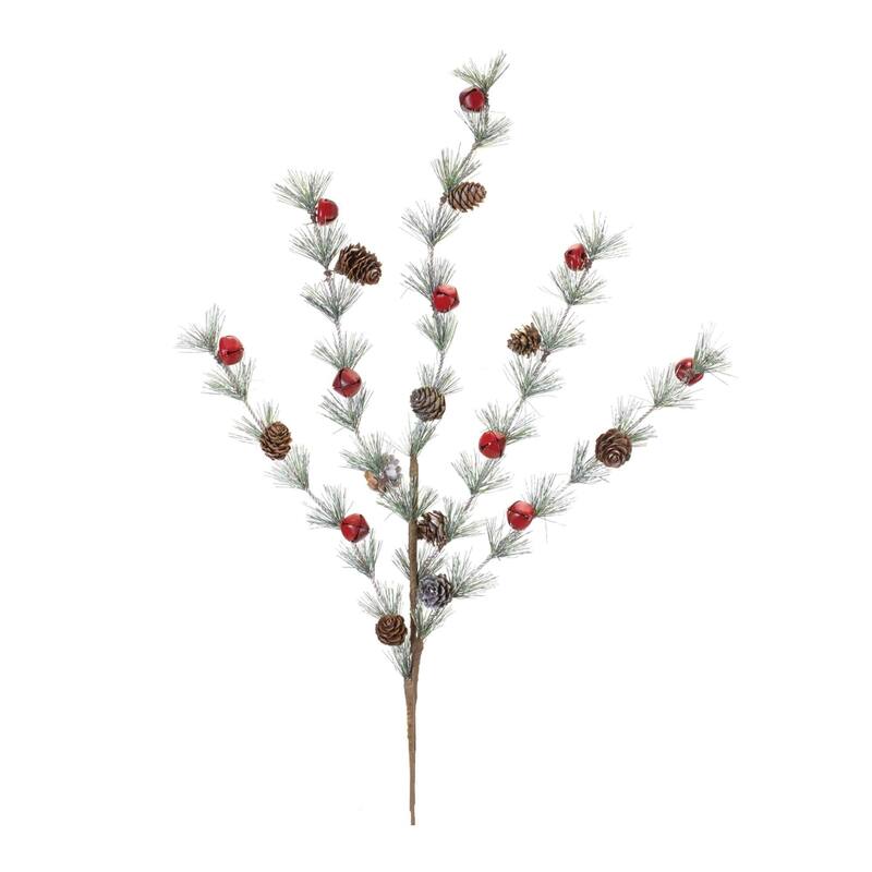 Set of 6 Pine Cone and Bell Christmas Artificial Sprays 32"