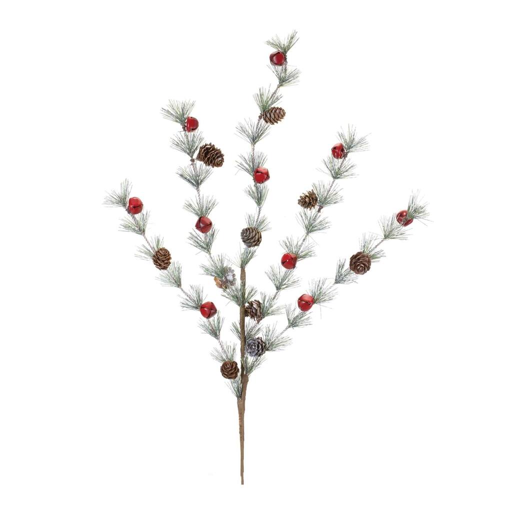 Set of 6 Pine Cone and Bell Christmas Artificial Sprays 32"