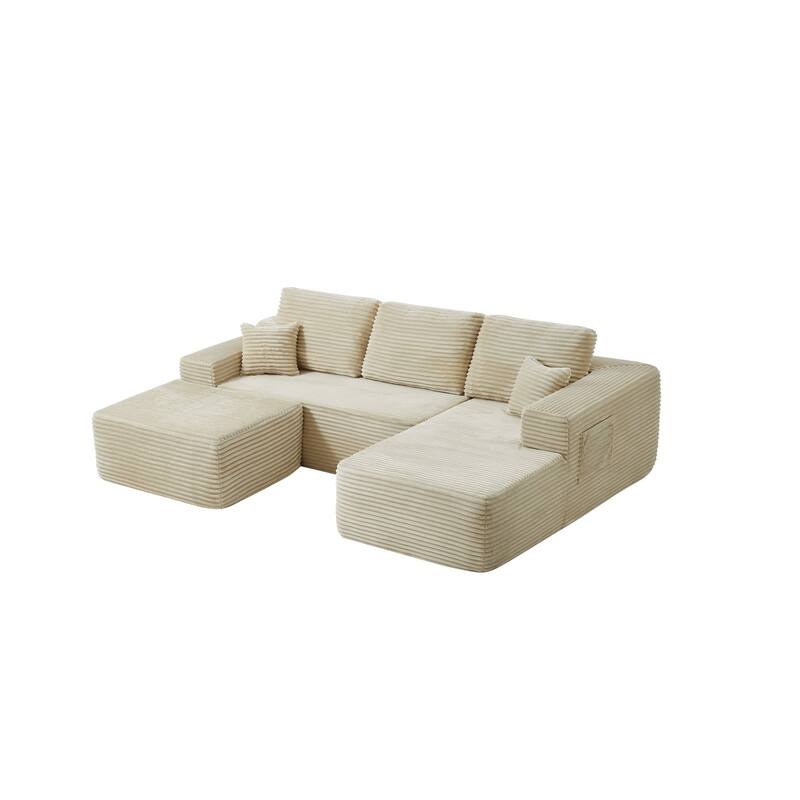 104'' L-Shaped Modern Modular Sectional Sofa with Moveable Ottoman