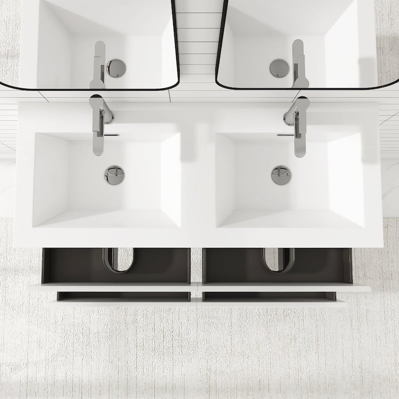 Angela 47 in.W x 19.5 in.D x 20.5 in.H Wall-Mounted Bath Vanity with White Cultured Marble Top