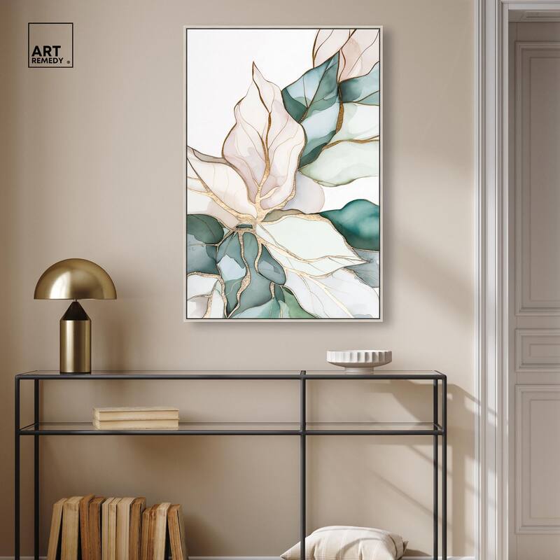 Pastel Leaves with Gold II Canvas by Art Remedy