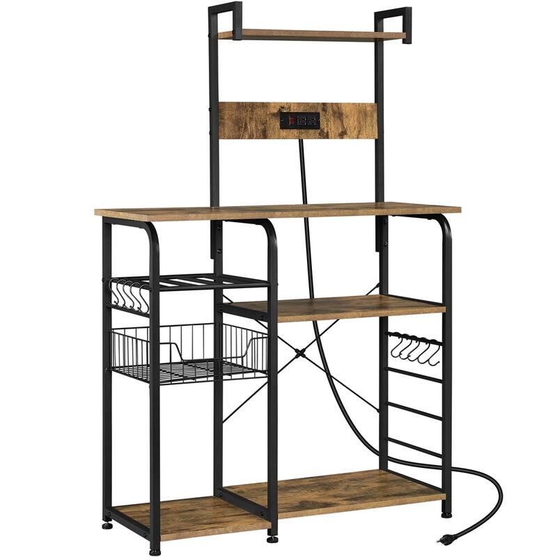 Yaheetech 55" Baker's Rack Free Standing Utility Storage Shelf - Rustic Brown