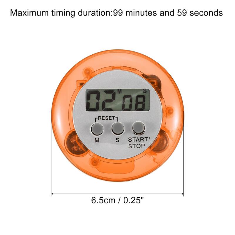 Round Digital Timer, Count Down UP Clock with Magnetic, Big LCD Display Orange - Orange