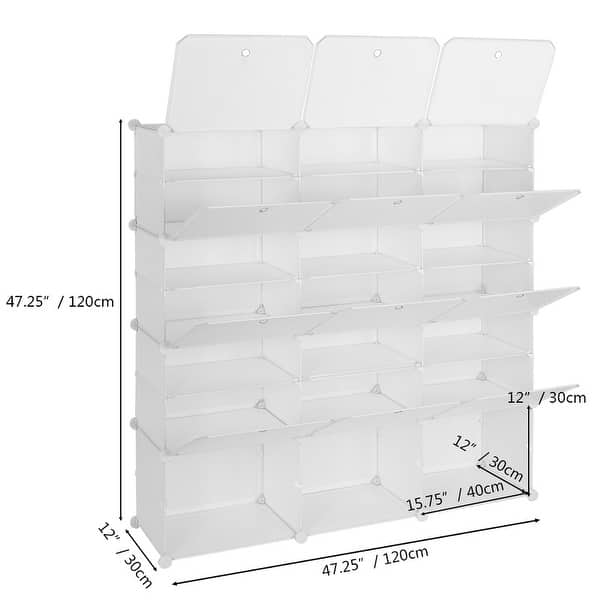 dimension image slide 2 of 6, Portable Shoe Rack Organizer 66-72 Pair Tower Shelf Storage Cabinet
