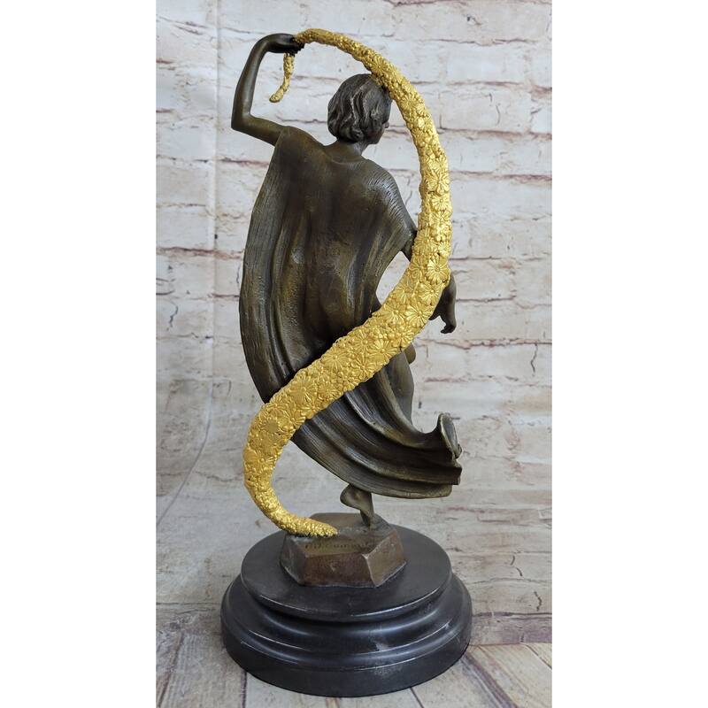 Woman With Thyrsus Art Deco Bronze Statue Sculpture By Guirande 14 Inches X 6 Inches
