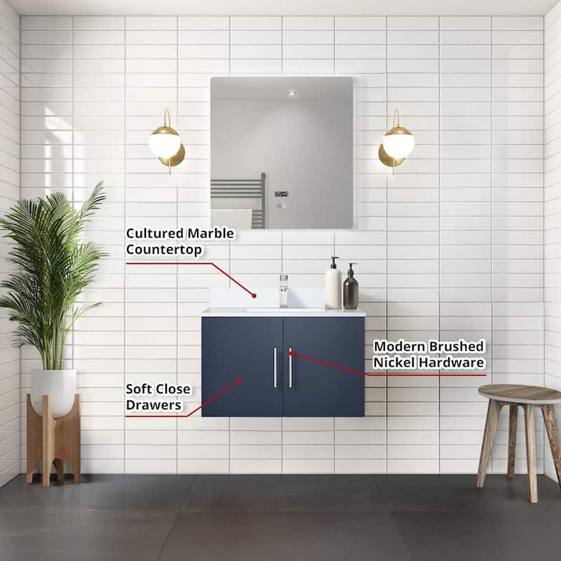 Geneva 30 in. W x 22 in. D Dark Grey Bath Vanity and Cultured Marble Top