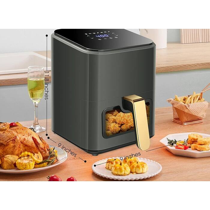 Air Fryer 4.2 QT Oilless Hot AirFryer 1200W Healthy Cooker (Gray) Bed