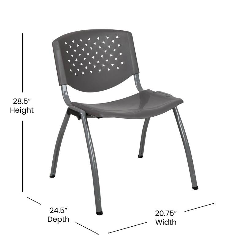 5 Pack 880 lb. Capacity Plastic Stack Chair with Powder Coated Frame