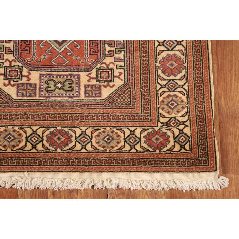 Geometric Anatolian Vintage Runner Rug Hand-Knotted Wool Carpet - 3'1" X 9'10"