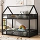 preview thumbnail 1 of 18, Twin over Twin Metal Bunk Bed with Play Door & Fence Black