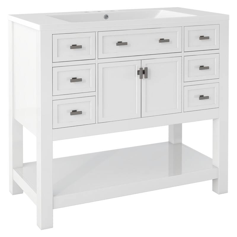 36'' Freestanding Bathroom Vanity Set with Integrated Ceramic Sink and Drawers - 36'' X 34''