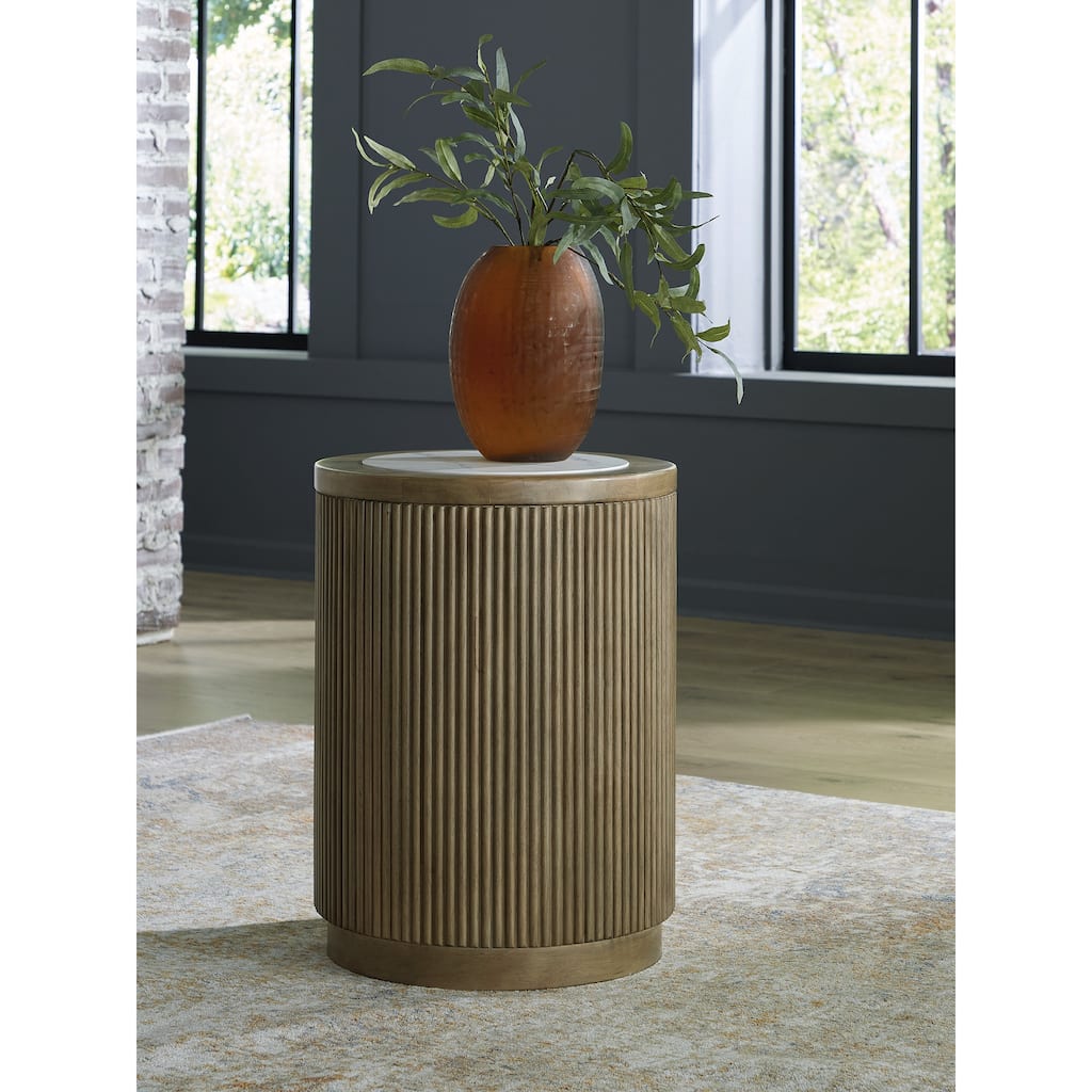 Signature Design by Ashley Camdill Light Brown/White End Table - 18.13" W x 18.13" D x 23.75" H
