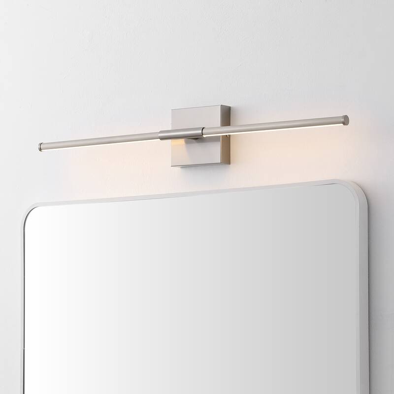 28" Dimmable Integrated LED Metal Wall Sconce, by JONATHAN Y - 28.00" - Nickel