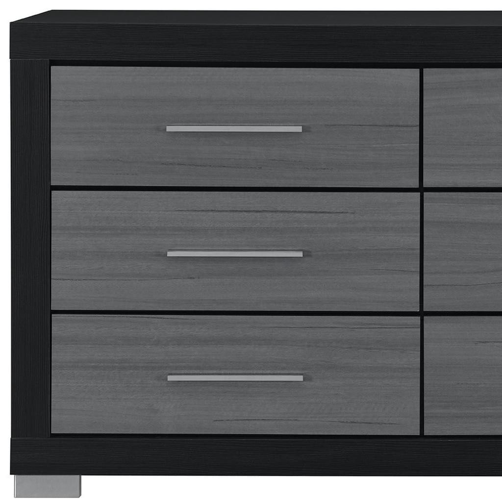 gray and black dresser Lisbon Grey featuring a rustic charcoal finish over replicated oak woodgrain for authentic character Fusion Black & Gray 6