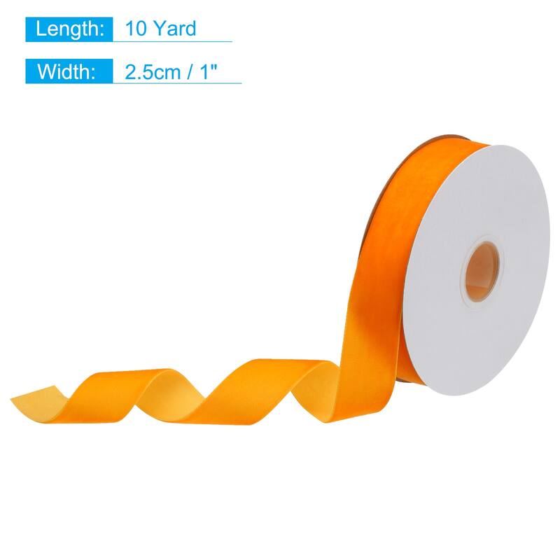 Velvet Ribbon Single Face Spool Silky for Gift Wrapping Bow Decoration - Orange - 1 Inch x 10 Yard