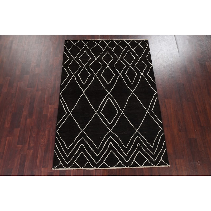 Vegetable Dye Moroccan Oriental Wool Area Rug Handmade Foyer Carpet - 5'5" x 7'11"