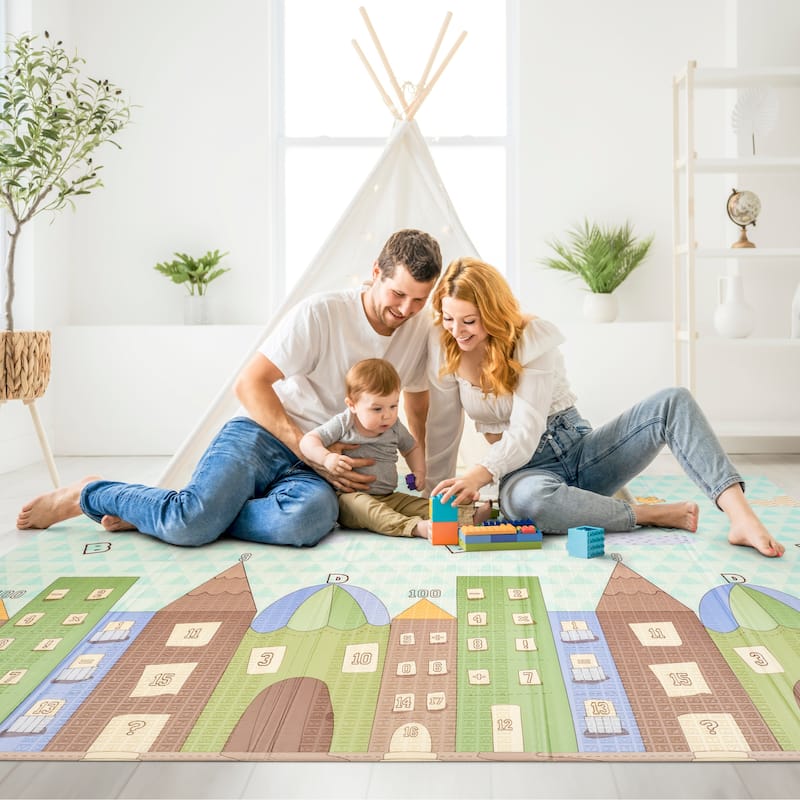 Sorbus Foldable Baby Kids Play Mat, Floor Foam Mats with Travel Bag - Waterproof Foldable - 78" x 70" x 0.4" - 78 x 70 x 0.4”