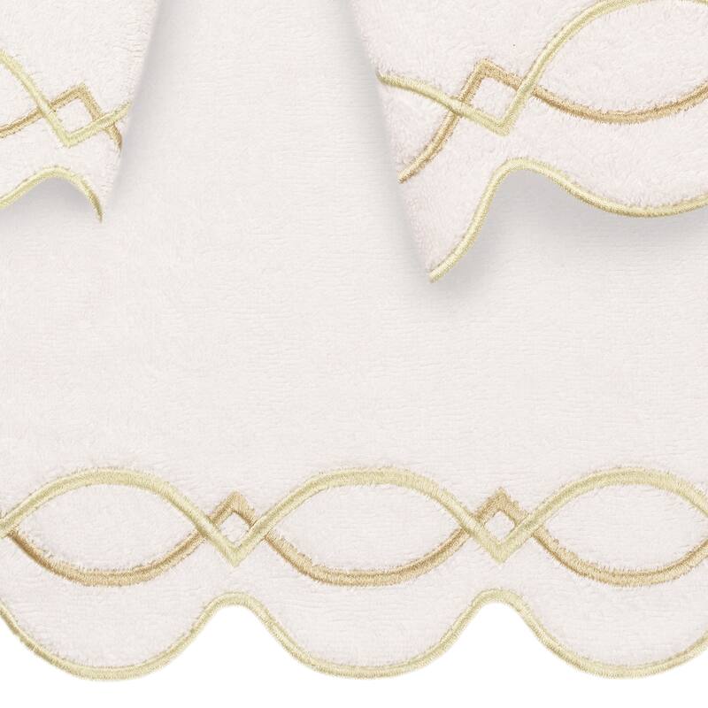 Authentic Hotel and Spa 100% Turkish Cotton DIAMOND CHAIN Scallop Embellished Towel Collection