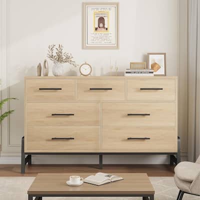 Freestanding 7 Drawers Wide Dresser for Bedroom