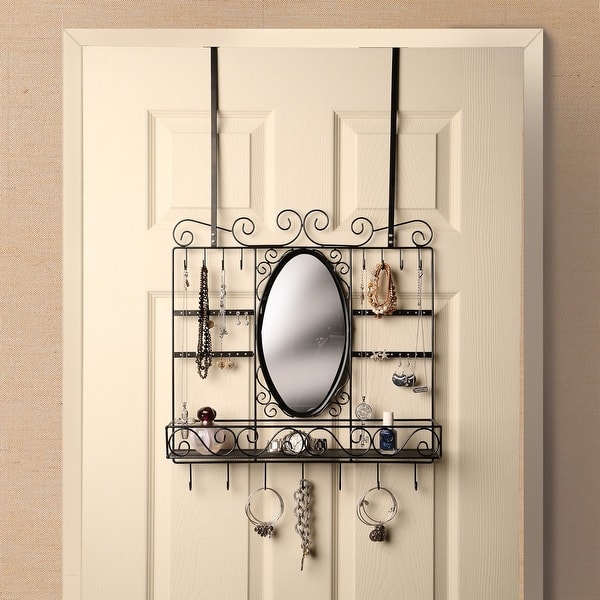 Shop Msr Mirrored Jewelry Organizer Black Wall Mounted Or Over