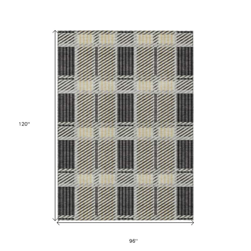 HomeRoots Plaid Transitional Rectangle Outdoor Rug