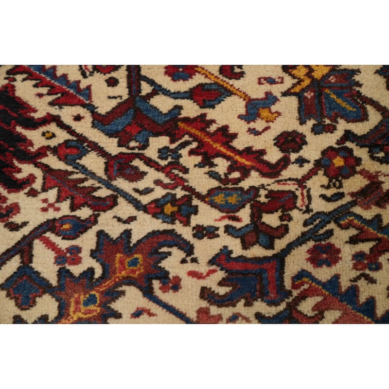 Hand Knotted Oriental 100% Wool Carpet Traditional Medallion Beige & Ivories Heriz Area Rug - 21' 3'' X 11' 5''
