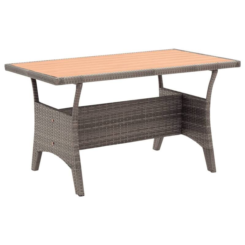 vidaXL Outdoor Dining Table Patio Table Garden Wicker Furniture PE Rattan - 47.2" x 27.6" x 26"