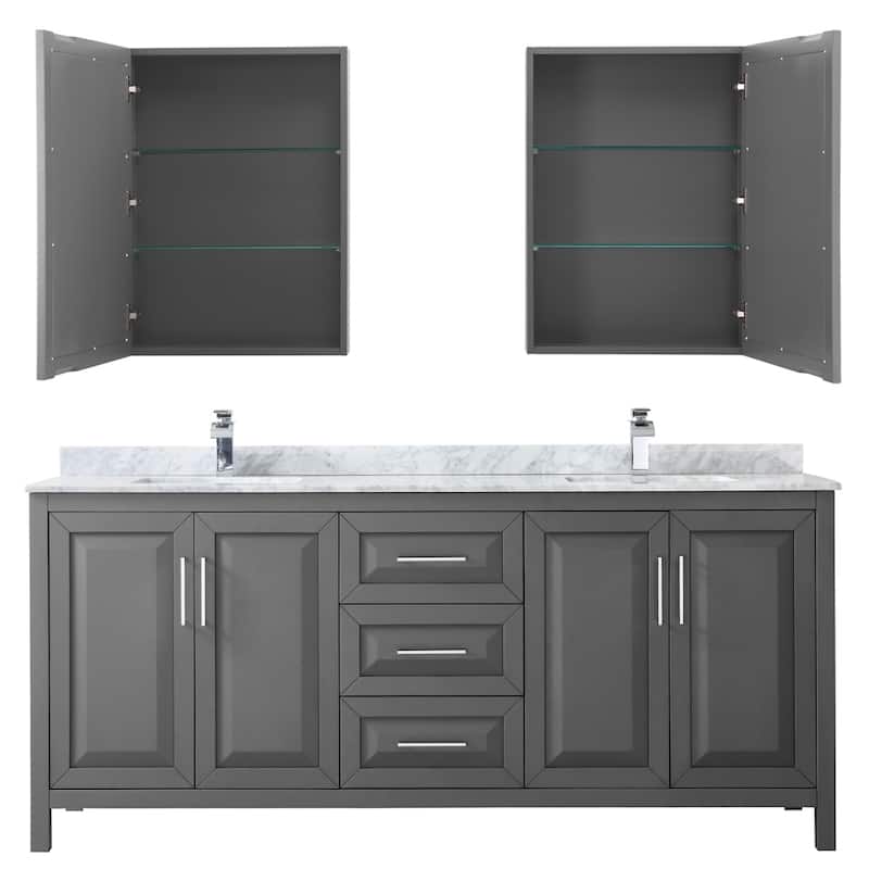 Daria 80-inch Double Vanity, Marble Top, Medicine Cabinets