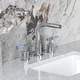 preview thumbnail 11 of 34, Kingston Brass Synchronous Two-Handle 3-Hole Deck Mount Widespread Bathroom Faucet with Brass Pop-Up Drain