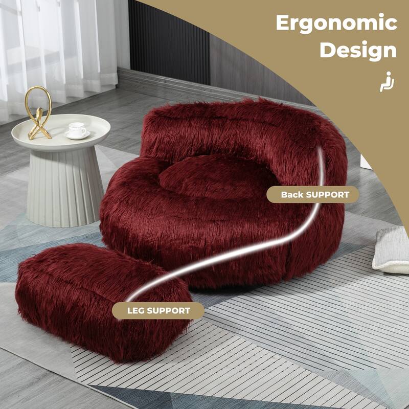 Bean Bag Chair,Floor Sofa with Handle,Accent Sofa Chair with Ottoman for Gaming Reading Relaxing