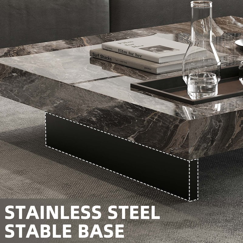 43" Mid Century Modern Square Coffee Table, Carbon Steel Legs