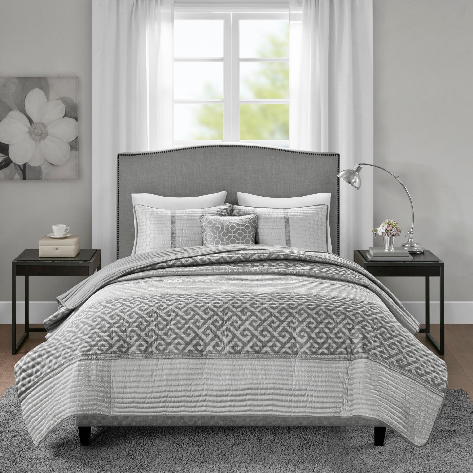 Madison Park Bennett 4 Piece Jacquard Quilt Set with Throw Pillow