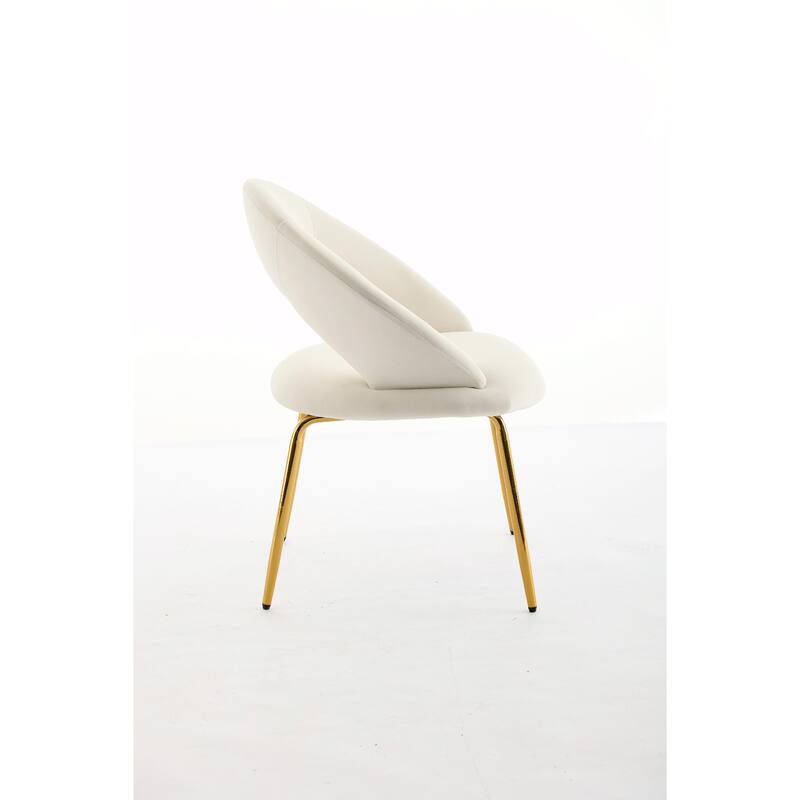 Set of 1 Velvet Dining Chair with Curved Backrest and Gold Metal Legs