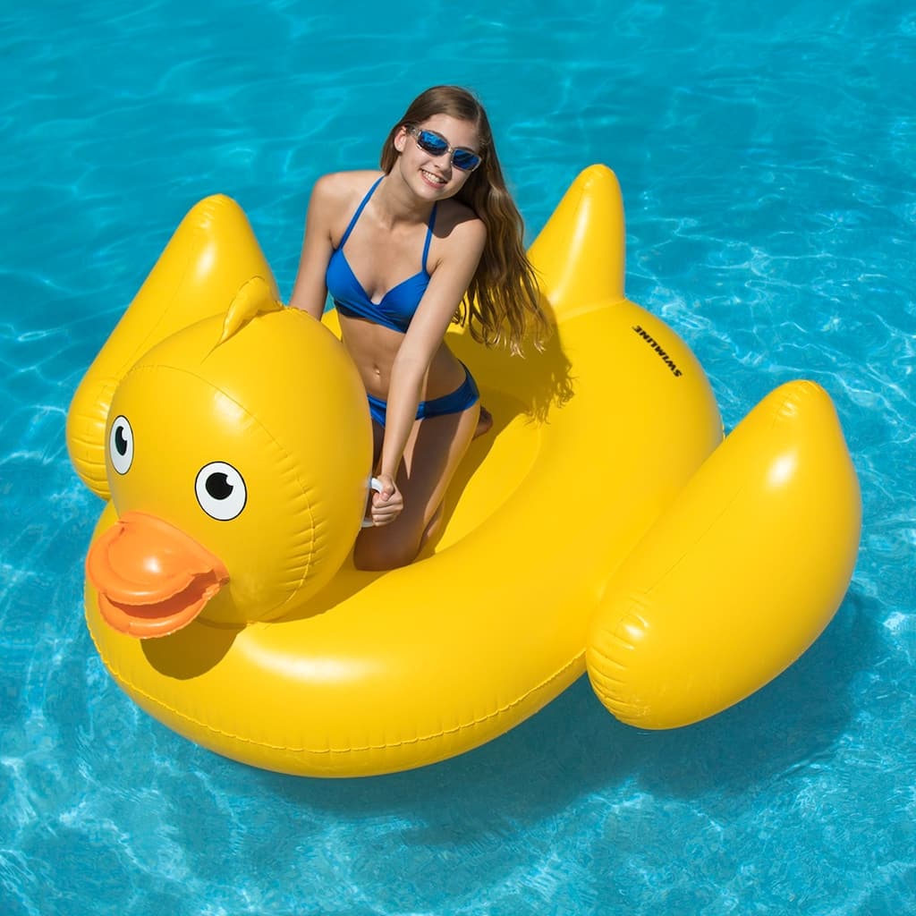 Inflatable Giant Ride-On Lucky Ducky Swimming Pool Float- 76"