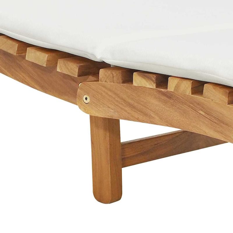 vidaXL Sun Lounger Cream white 188 x 55 x 59 cm Solid teak wood - 74.0 x 21.7 x 23.2