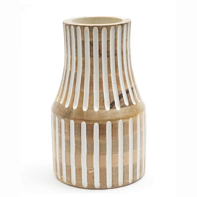 Decorative Handcrafted Accent Wood Vase for Living Room-7X12" - Terracotta