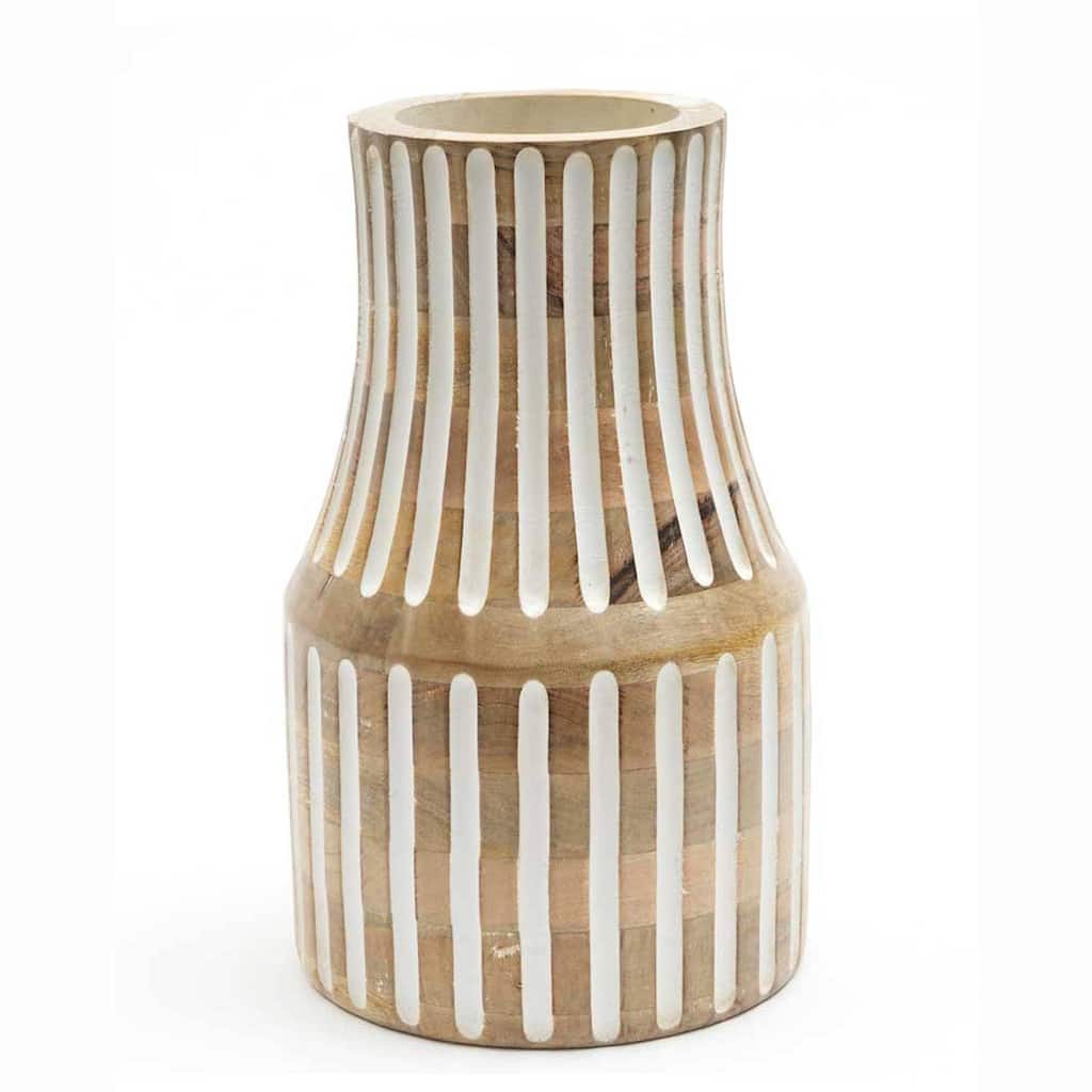 Decorative Handcrafted Accent Wood Vase for Living Room-7X12"