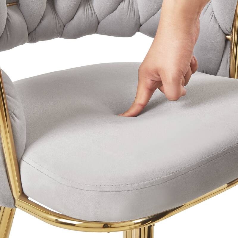 Javlergo Set of 2/4/6 Counter Height Bar Stools, 26.77" Upholstered Woven Back Bar Chairs with Armrests and Footrest